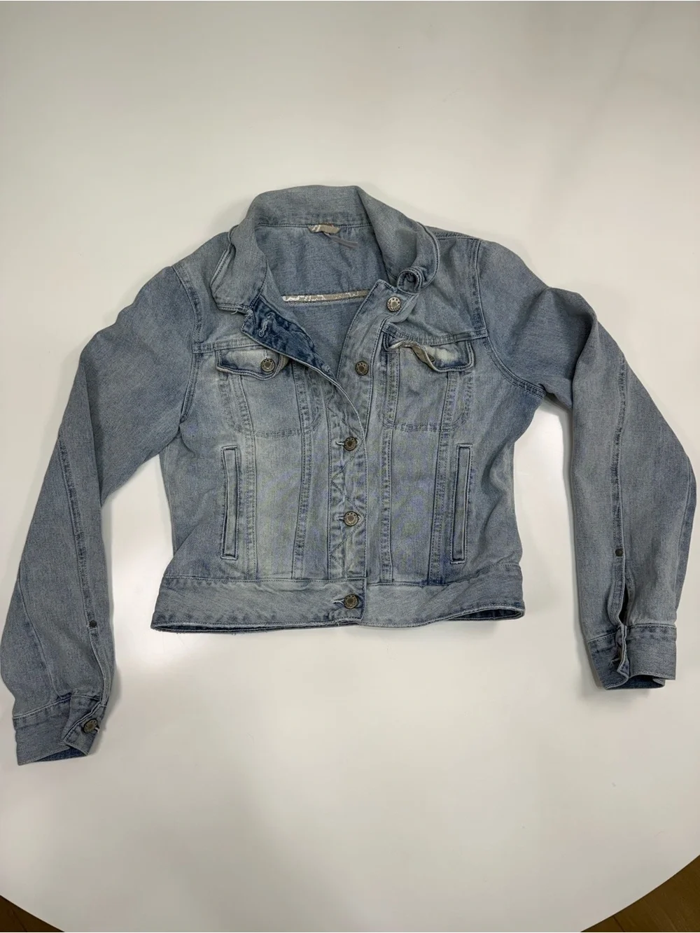 Free People Faded Light Blue Denim Jacket - Picture 2 of 10